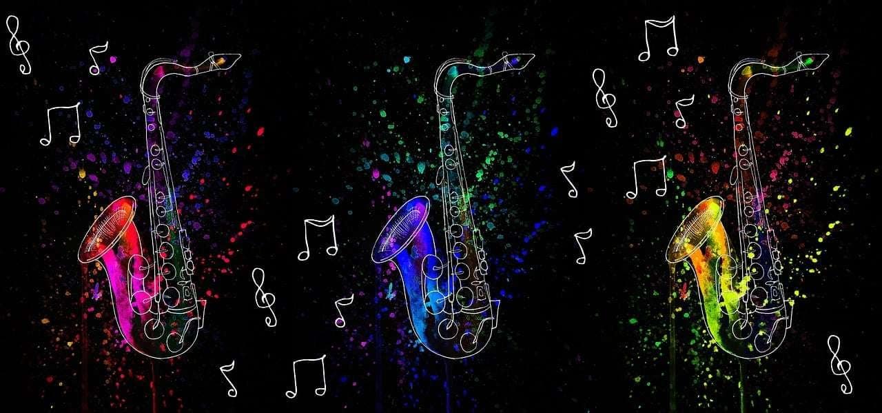 Colorful three saxophones illustration