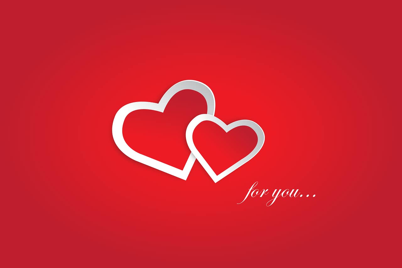 For You, red hearts vector graphic.