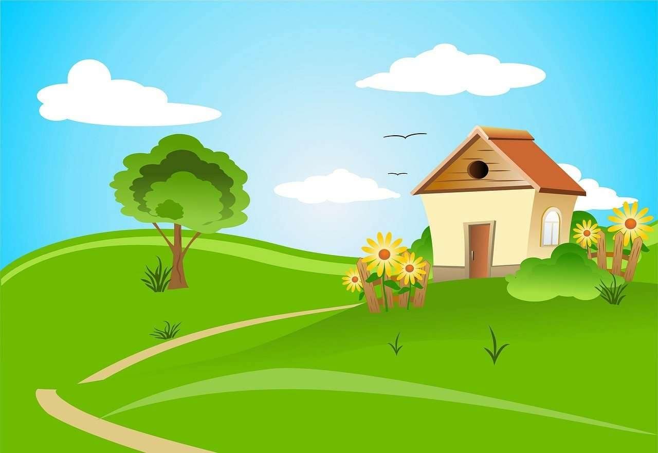 Illustration. House in the countryside.