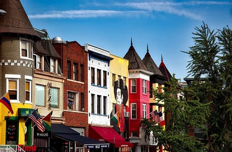 Colorful house facades in Washington, D. C.