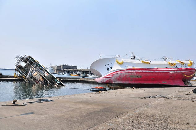 One out of thousands of washes up boats in Onahama